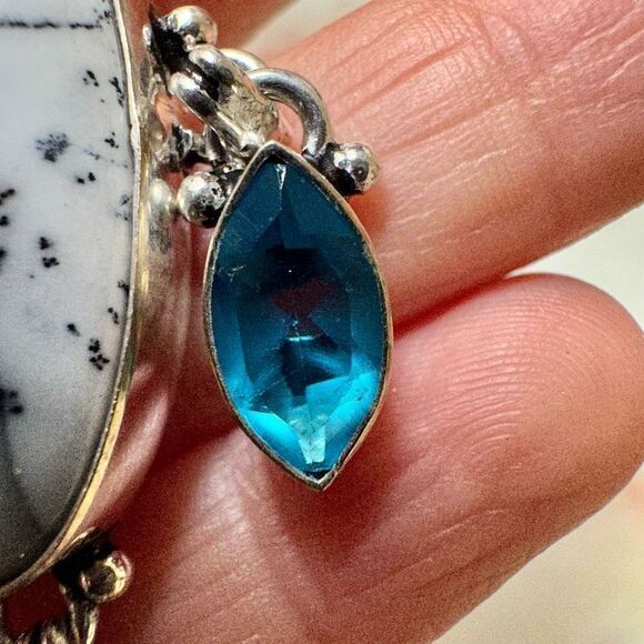 Silver Dendritic agate pendant necklace - Picture 7 of 12